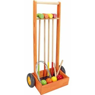 JEUJURA jeujuraj8602 Holz Krocket Spiel für 4 Spieler mit Trolley