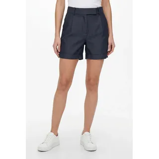 Shorts ONLY "ONLLINDA – Shorts mit hoher Taille und weitem Beinschnitt", Damen, Gr. XS (34), N-Gr, grau (night sky detail:melange), Web, Obermaterial: 97% Polyester, 3% Elasthan, meliert, weit kurz, Hosen Shorts, Materialmix, High Waist