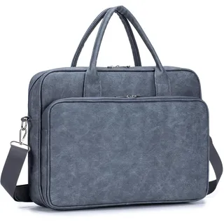 BAGZY Arbeitstasche Damen Leder Laptoptasche 14 Zoll 15,6 Zoll Groß Lehrertasche Damen Businesstasche Laptop Tasche Briefcases für Schul, Arbeits und Geschäftsreisen (Grau)