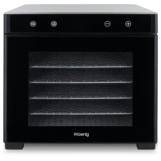 h.koenig Lebensmittel Dörrgerät DSY900, für Obst, Gemüse, Kräuter, 6 herausnehmbare Trocknungsschalen, Variabler Thermostat von 35° bis 70°C, LCD Touchscreen, 650 W