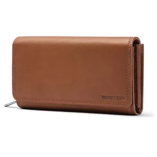 Frentree® Damen Geldbörse aus echtem Nappaleder, großes Leder Portemonnaie mit RFID-Schutz, weiches Echtleder Portmonee, viele Fächer, Braun