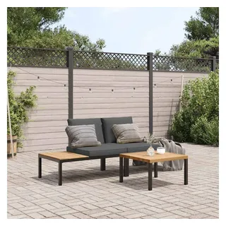 vidaXL 3-tlg. Garten-Sofagarnitur mit Kissen Schwarz Aluminium