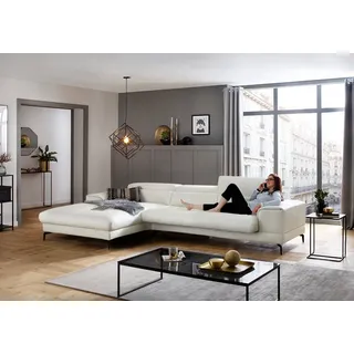 W.Schillig Ecksofa »piedroo, Designsofa mit tollem Sitzkomfort, bequem, L-Form« Kopfteilverstellung, wahlweise mit Sitztiefenverstellung, Breite 343cm, weiß
