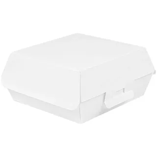 50 Stück Hamburger-Muscheln 'Thepack' 230 g/m2 17,6 x 16,8 x 7,8 cm, Weiß, Wellpappe, Nano-Micro