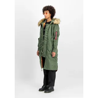 Alpha Industries Long Fishtail Jacke - Sage Green - S,