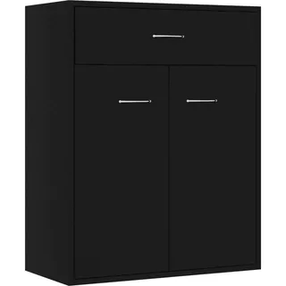 vidaXL Sideboard, Kommode mit viel Stauraum, Schrank mit 1 Schublade 2 Türen, Mehrzweckschrank Anrichte für Wohnzimmer, Modern, Schwarz 60x30x75cm Holzwerkstoff