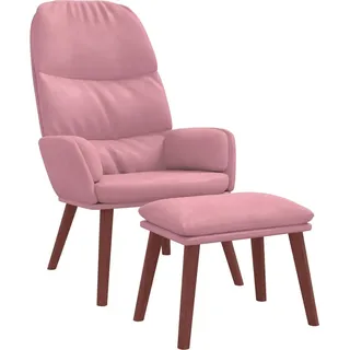 Relaxsessel mit Hocker Rosa Samt - Rosa
