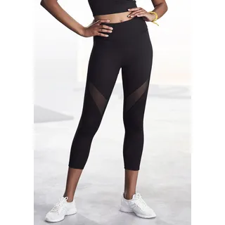 Sporthose LASCANA ACTIVE, Damen, Gr. XS (32/34), N-Gr, schwarz, Obermaterial: 75% Polyester, 25% Elasthan. Netz: 90% Polyester, 10% Elasthan, Mesh, unifarben, figurbetont ca. Mitte Wade, Hosen Sporthose, mit Mesh-Einsätze an den Beinen, Topseller