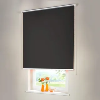 Sonnenschutz-HH® - Seitenzugrollo Verdunkelungsrollo Thermorollo - Außenmaß Breite 180 x 260 cm Höhe dunkelgrau - Lichtundurchlässig Rollo für Abdunkelung Kettenzugrollo inkl. Universalträger