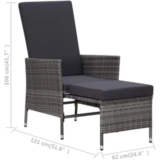 vidaXL Garten-Liegestuhl Hochlehner 62 x 131 x 106 cm grau
