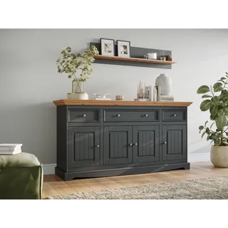 Möbel Echtholz Schränke Anrichte Kommoden Massive Kommode Sideboard Schrank Neu - Schwarz