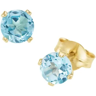 FIRETTI Paar Ohrstecker »Schmuck Geschenk Gold 375 Ohrschmuck Ohrringe Edelstein Krappenfassung« mit Blautopas, Citrin oder Peridot Firetti + 4,7 mm