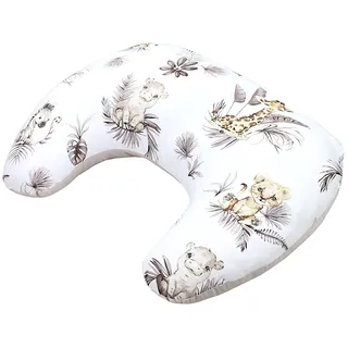 TupTam Baby Stillkissen Klein mit Baumwoll-Bezug, Farbe: Beige Löwe Blätter/Beige