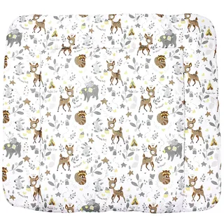TupTam Baby Wickeltischauflage mit Baumwollbezug Gemustert, Farbe: Wilde Tiere, Größe: 75 x 85 cm