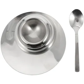 DEARMAMY Edelstahl Eierbecher Mit Löffel Stabiler Metall Eierhalter Spülmaschinenfest Für Weich- Und Hartgekochte Eier Elegantes Design Für Frühstück Und Haushalt