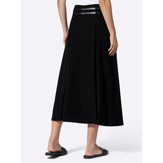 A-Linien-Rock HEINE, Damen, Gr. 34, schwarz, 75% Polyester, 21% Viskose, 4% Elasthan, unifarben, lang, Röcke A-Linien-Rock