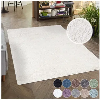 Carpet City Shaggy Hochflor Teppich - Läufer 80x300 cm - Creme - Langflor Flurteppich - Einfarbig Uni Modern - Flauschig-Weiche Teppiche Schlafzimmer Deko