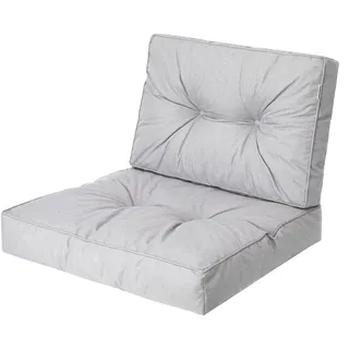 Bjird Sesselkissen, Kissen für Rattanmöbel, Sitzkissen & Rückenkissen, Sitzkissen für Sessel / Stühle - Indoor & Outdoor - Anti-Rutsch - 50x50, 50x39 cm, Asche - Grau