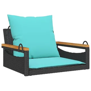 vidaXL Hängesessel mit Kissen Schwarz 63x62x40 cm Poly Rattan - Beige