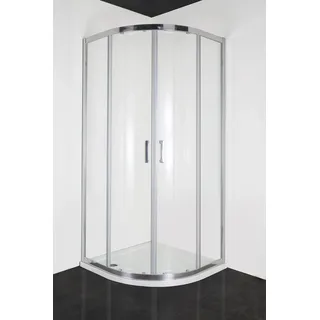 SANOTECHNIK Elite Runddusche mit Schiebetür 90 x 195 cm silber Klarglas 1 Stk. tlg.