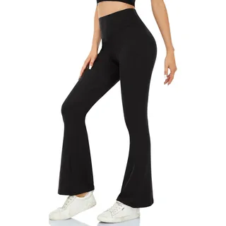 ACTINPUT Yogahose Damen Schlaghose Blickdicht Flared Leggings Bootleg Sporthose Bootcut Jogginghose Fitnesshose Jazzpants(Schwarz,L)