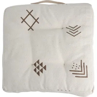 Stuhlkissen, Baumwollbezug, ethnisches Muster, 40 x 40 x 6 cm - Weiß