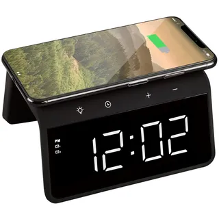 AVO+ Wecker + QI Wireless Charger Ladefunktion Nachtlicht Uhr Zwei Weckzeiten