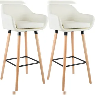 CLP Barhocker 2er Set 55 x 99 x 46 cm Beige