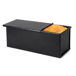 1000g Toastbrot Backform Mit Deckel, Kastenform Kuchen Rechteckig Kuchenform Eckig Kastenform Brotbackformen Toast Brot Backform Pullman Laib für Brote, Kuchen, Gebäck(32x 12x 11 CM, Schwarz)