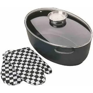 Krüger 23042 Gänsebräter Leipzig, Aluguss, schwarz, 43,5 x 33,5 x 14 cm