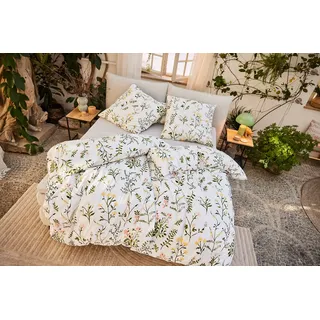 Bettwäsche OTTO HOME "Claara", bunt (weiß), B/L: 135cm x 200cm, 1 Stk., 1 Stk., Renforcé, B/L: 40cm x 80cm, 2, Renforcé, Obermaterial: 100% Baumwolle, Bettwäsche, Bettwäsche, mit Blumen Design, skandinavisch, romantische Bettwäsche, Topseller