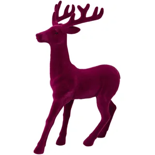 Creativ deco Weihnachtsfigur »Hirsch, Weihnachtsdeko«, Dekofigur mit feiner Samtoberfläche, Höhe 46 cm, pink