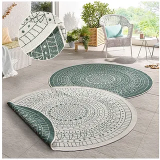 HANSE HOME Porto Wendeteppich Ø 100 cm grün/weiß