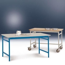 Manuflex BB4049.5007 Beistelltisch BASIS mobil mit PVC-Tischplatte in Brillantblau RAL 5007, BxTxH: