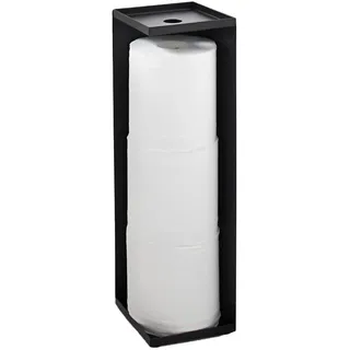 Yamazaki 7851 TOWER Toilettenpapierspender, schwarz, Stahl, minimalistisch, 11.5 x 11.5 x 38.5 cm