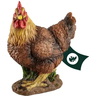 VERDOBA Garten Figur Huhn aus Kunstharz, braun, handbemalt - Henne Dekofiguren Garten Deko Gartenfiguren für außen groß - Hühner Gartendeko Polyresin Figuren Tiere (Henne - braun)
