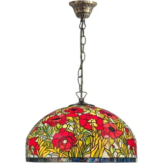 Casa Padrino Tiffany Hängeleuchte Mehrfarbig Ø 50 x H. 95 cm - Handgefertigte Tiffany Hängelampe aus 1221 Teilen