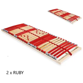 Coemo 2 Stk. Lattenrost RUBY NV 80×200 cm, 7-Zonen, 28 Leisten, Härtegrad verstellbar