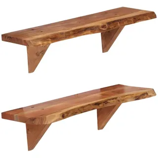 vidaXL Wandregalset 2-teilig 60/20/18 cm aus Massivholz Akazie , Braun , Holz , Rechteckig , 60x18x20 cm , Wohnzimmer, Regale, Wandregale