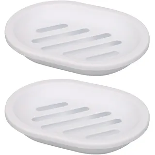 Topsky Praktische Seifenschale im 2er-Pack: Einfache Reinigung, hält Seife trocken, ideal für Bad und Küche (Weiß)