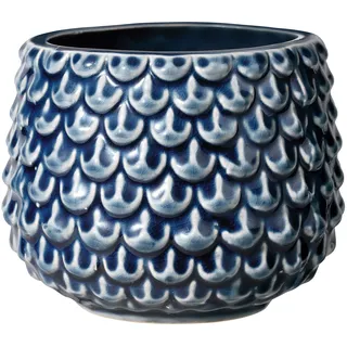 Bloomingville Pinecone Blumentopf Pflanzgefäß Pflanzgefäße Deko Farbe für Innen Retro Kreativ S (9,5 cm Ø), Petrol, Keramik