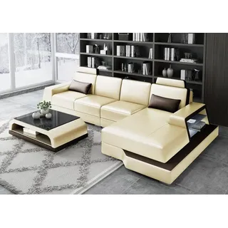 Modern Eckcouch Design Sofa Polster Ecke Wohnlandschaft Leder Textil Couch LED