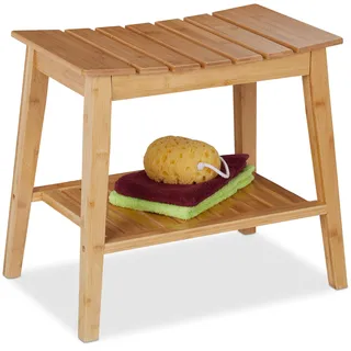 Relaxdays Badhocker Holz hellbraun 51,5x45x34 cm