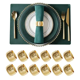 Serviettenringe Gold, 12 Stück Weihnachten Serviettenring, Elegante Metall Serviettenschnallen, Zuhause Tischdekoration Napkin Rings für Hochzeitsfeier Abendessen Jubiläum Party