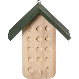 Dehner Natura Premium Wildvogel Futterhaus, Futterstation für Wildvögel, Vogelhaus für Erdnuss-Aufstrich wetterfest / hängend, inkl. Sitzstange / Aufhängevorrichtung, ca. 20.3 x 16.5 x 9 cm, Holz