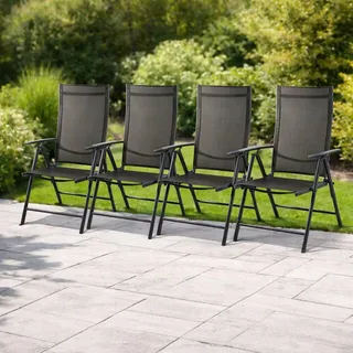 4 Stk. Garten Klappstuhl Aluminium - Textilen Anthrazit / Anthrazit - Grau