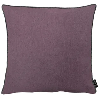 Dekokissen APELT "Stone", lila (mauve, unifarben), B:46cm L:46cm, Obermaterial: 95% Polyester, 5% Leinen, Dekokissen_Sitzkissen_Kissenhüllen, Dekokissen, mit Kettelrand