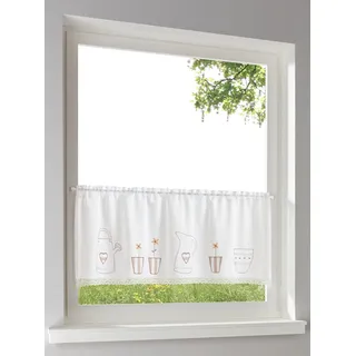 Querbehang HEINE HOME Gr. 3, weiß, beige, B:90cm H:45cm, Polyester, Gardinen, Querbehang