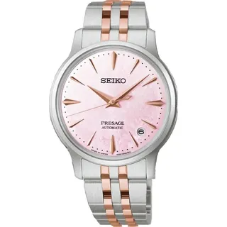 Damenuhr, Automatik Edelstahl - Rosa Perlmutt Zifferblatt - Seiko Modell: SRPM06J1