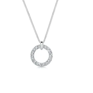 Silberkette ELLI "Halskette Kreis Anhänger 925 Silber, mit Kristallen von Swarovski" Gr. 55, weiß, Halsketten, Damen, 55, Silber 925 (Sterlingsilber), Silberkette